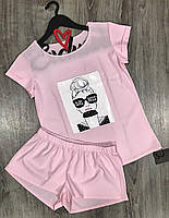 Эксклюзивные пижамы, розовый комплект футболка+шорты Girl Boss.