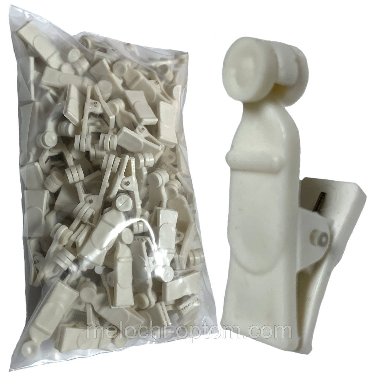 Зажим для штор РОЛИК (100шт/уп) білий.