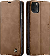 Кожаный чехол для iPhone 11 Magnetic CaseMe - Brown