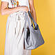 Сіра сумка жіноча шкіряна з трьома великими відділеннями і двома ручками. Колір на вибір, фото 2