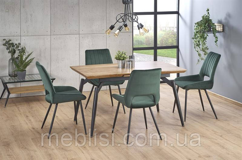Стіл розкладний CAMBELL колір дуб/чорний 140(180)x80 (Halmar)