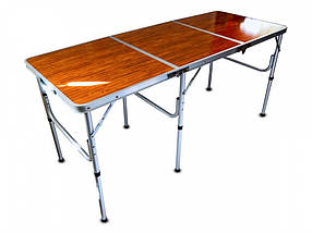 Стіл великий компактний туристичний для відпочинку на природі риболовлі пікніку складаний потрійний 150х60х38/70 см.