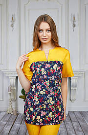 Жіночий медичний костюм Фіалка cotton жовтий
