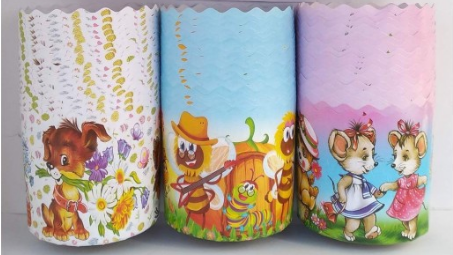 Форма для пасхи паперова, форма для випікання куліча 110х85мм, 300 грамів, 6 різновидів, набір 50 шт., фото 1