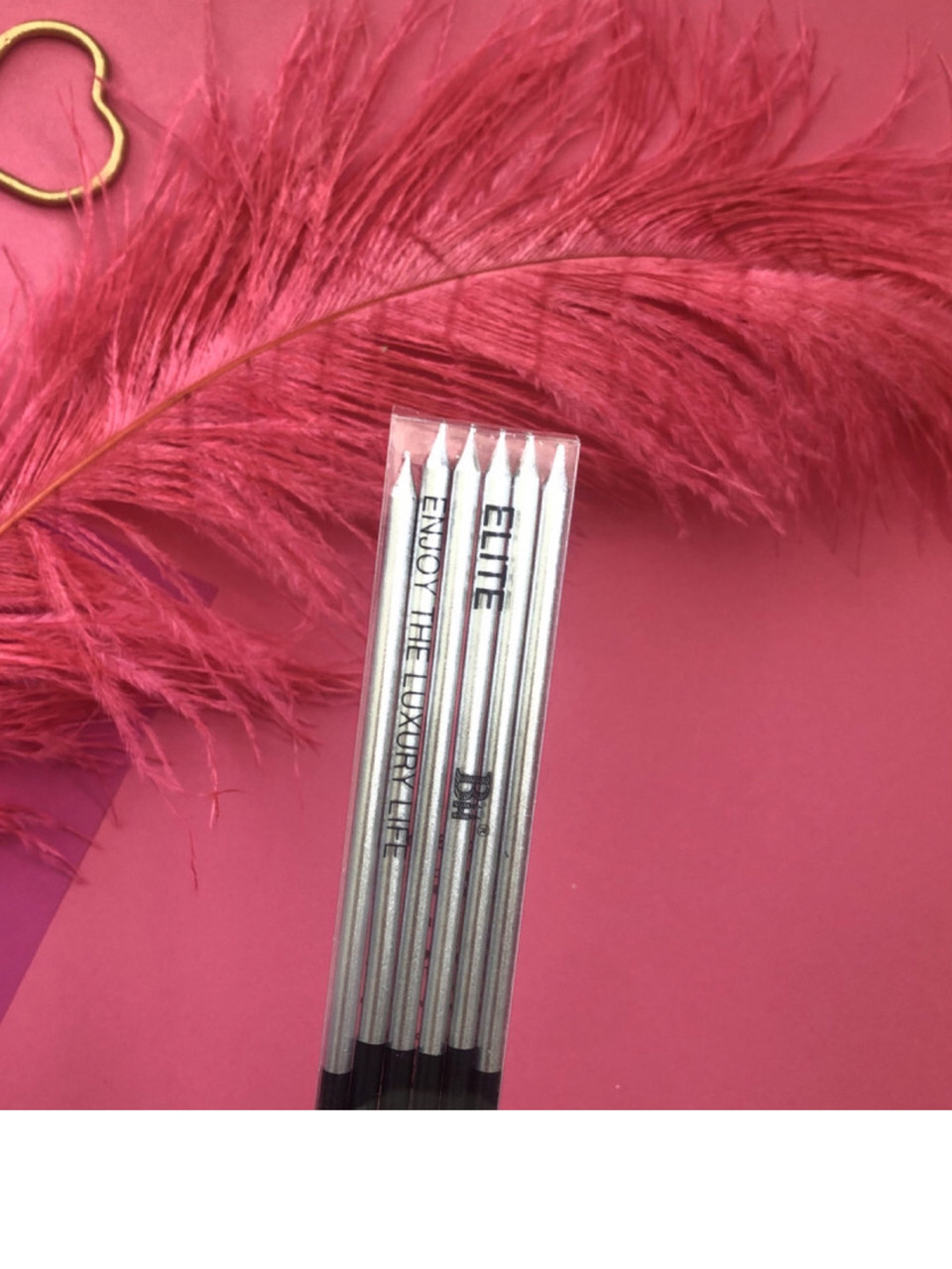 Свічки тонкі в торт срібло 6 шт., фото 1