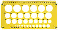 Линейка Трафарет Окружности от 1 до 30 мм, 25 см AS-0246, К-9060м