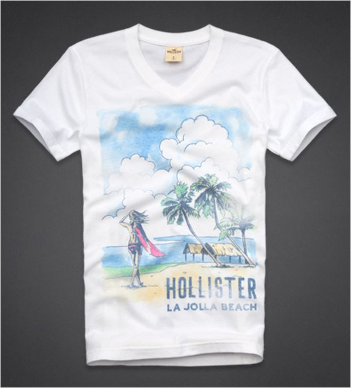Біла чоловіча футболка Hollister з принтом "La Jolla Beach"