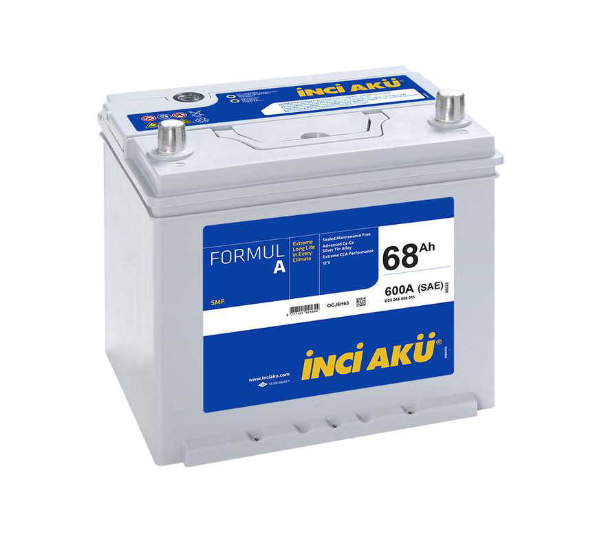 Акумулятор Inci Aku Formula 68Ah/600A R+ (Азія) D23 068 060 011 Автомобільний (Інджі Акю) АКБ Туреччина НДС