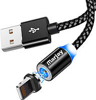 Магнитный кабель USB + магнитный переходник Lightning 1m Marjay - Black