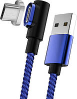 Магнитный кабель Micro USB 1m + передача данных USLION - Blue