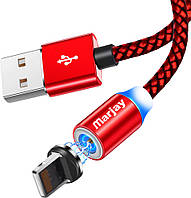 Магнитный кабель USB + магнитный переходник Lightning 2m Marjay - Red