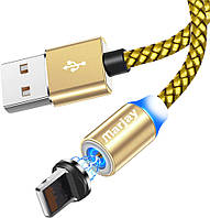 Магнитный кабель USB + магнитный переходник Lightning 2m Marjay - Gold