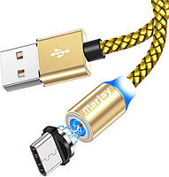 Магнитный кабель USB + магнитный переходник Type-C 2m Marjay - Gold