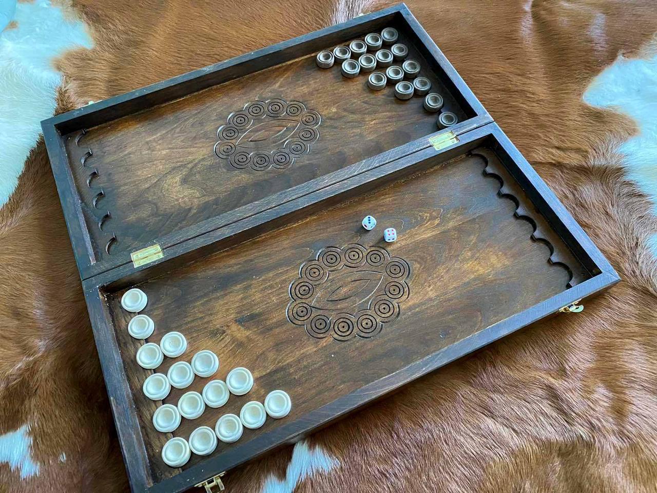 Нарди з дерева, ручна робота, дошка 40 х 40 см.