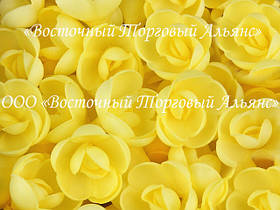 Вафельні квіти — Троянди Жовті великі — 50 шт.