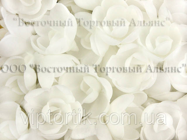 Вафельні квіти — Троянди Білі — 50 шт.