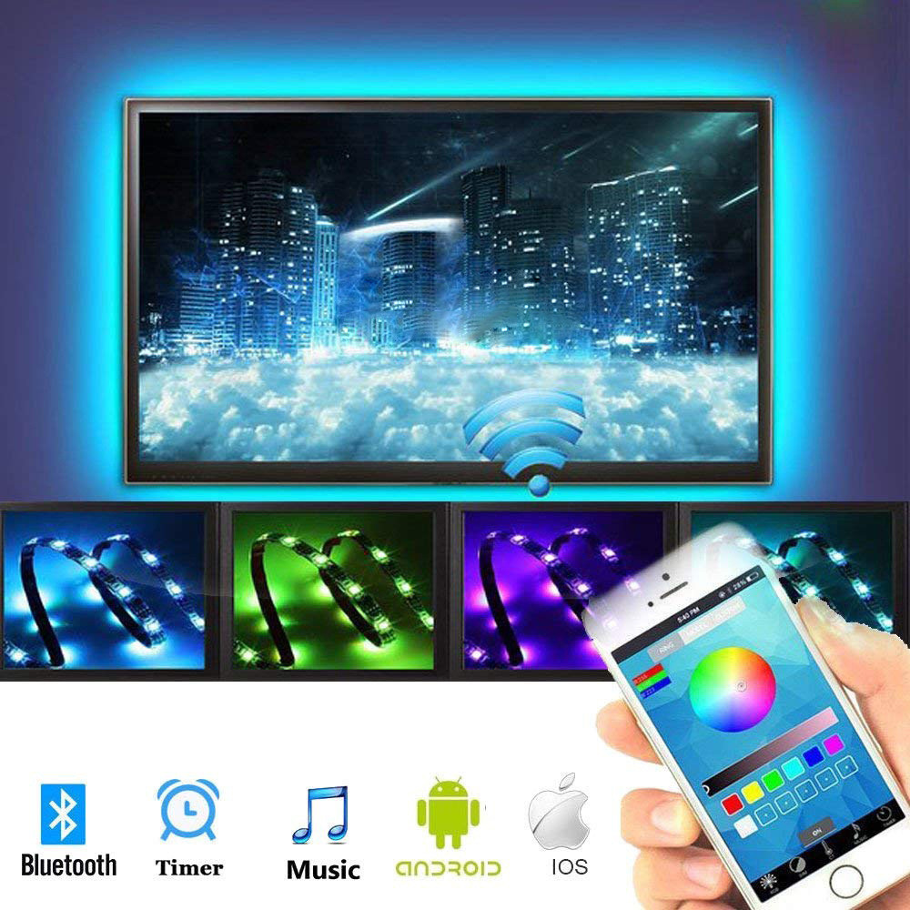 Светодиодная LED подсветка для ТВ 2 м Управляемая Смартфоном через Bluetooth APP BRT RGB