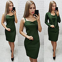 Женское стильное платье - сарафан, арт. 190, цвет хаки / зелёного цвета