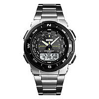 Skmei 1370 marshal сріблясто чорний чоловічий спортивний годинник