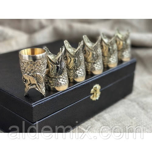 Набір бронзових чарок "Царський улов" 6 штук