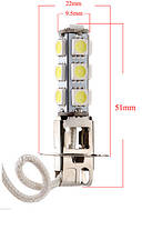 Ціна за штуку! Світлодіодна лампа H3 LED ходові вогні в протитуманки H3 5050 led 13SMD 1Вт, фото 3
