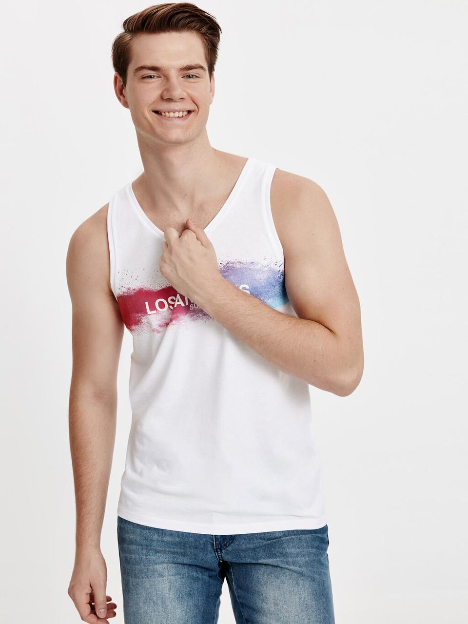 Біла чоловіча майка Lc Waikiki/Лс Вайкі з яскравим принтом Los Angeles