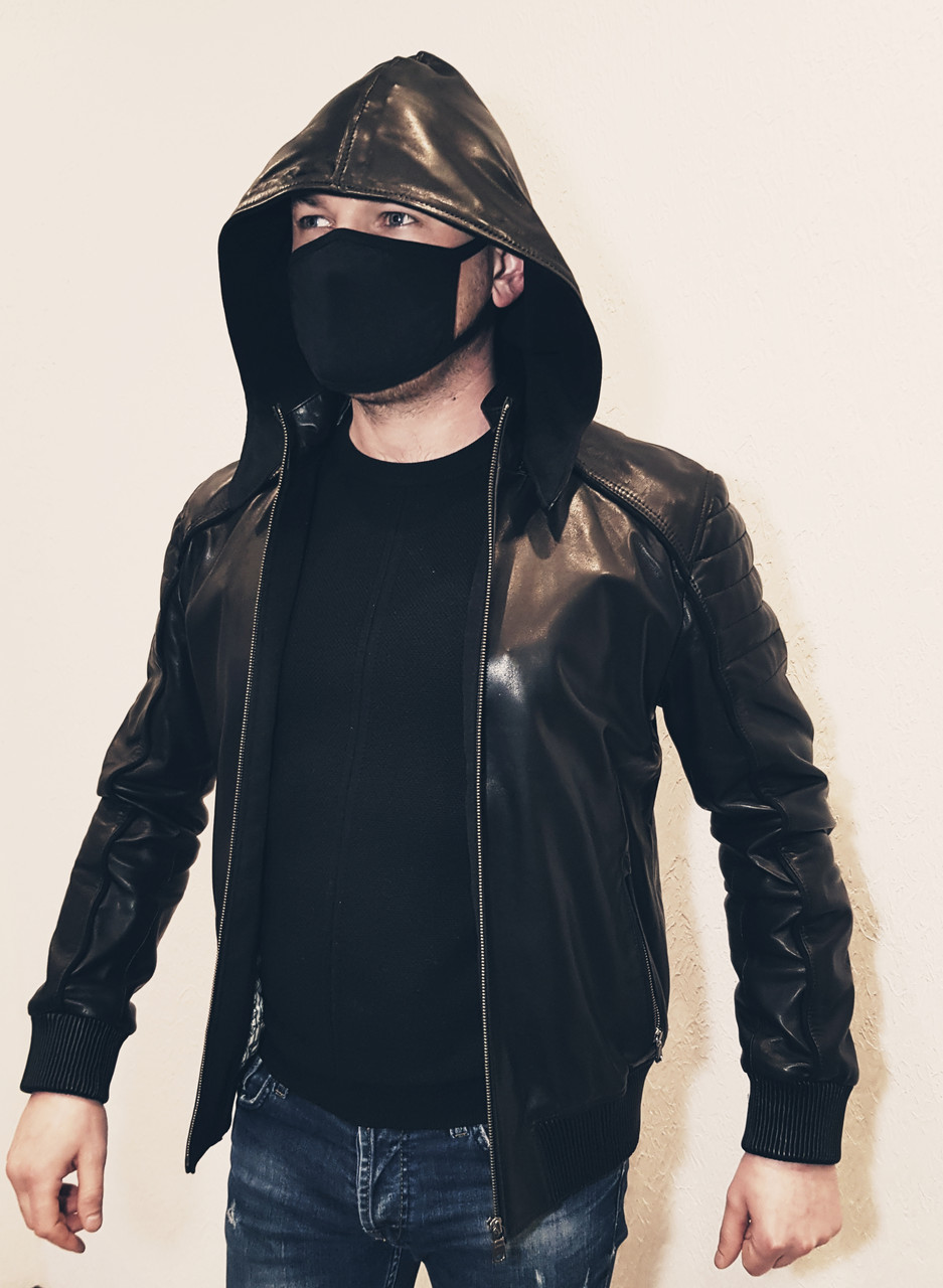 Куртка чоловіча шкіряна з капюшоном Maddox