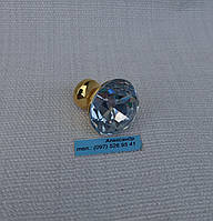Ручка кнопка стекло под Swarovski metal золото 30 мм