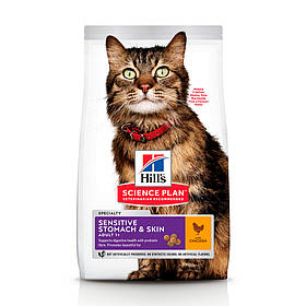 Hill's SP Feline Adult Sensitive Stomach&Skin корм для кішок із куркою, 7 кг