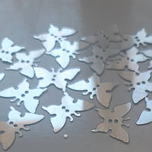 Набір з 20 дзеркальних пластикових маленьких метеликів для декору виробів та скрапбукінгу (срібний)