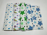 Набор детских ситцевых пеленок 4 шт для мальчика 90х110 см большие пеленки для пеленания