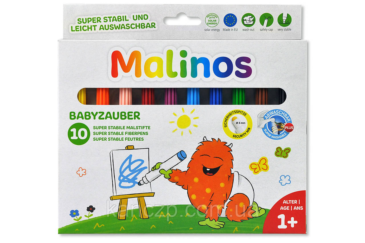 Фломастери на водній основі MALINOS Babyzauber для малюків 10 шт., фото 1