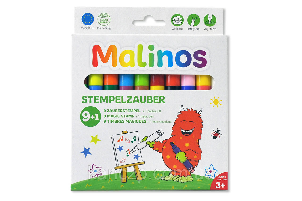 Штампи-фломастери чарівні мінливі кольори MALINOS Stempelzauber 9 (9+1) шт.