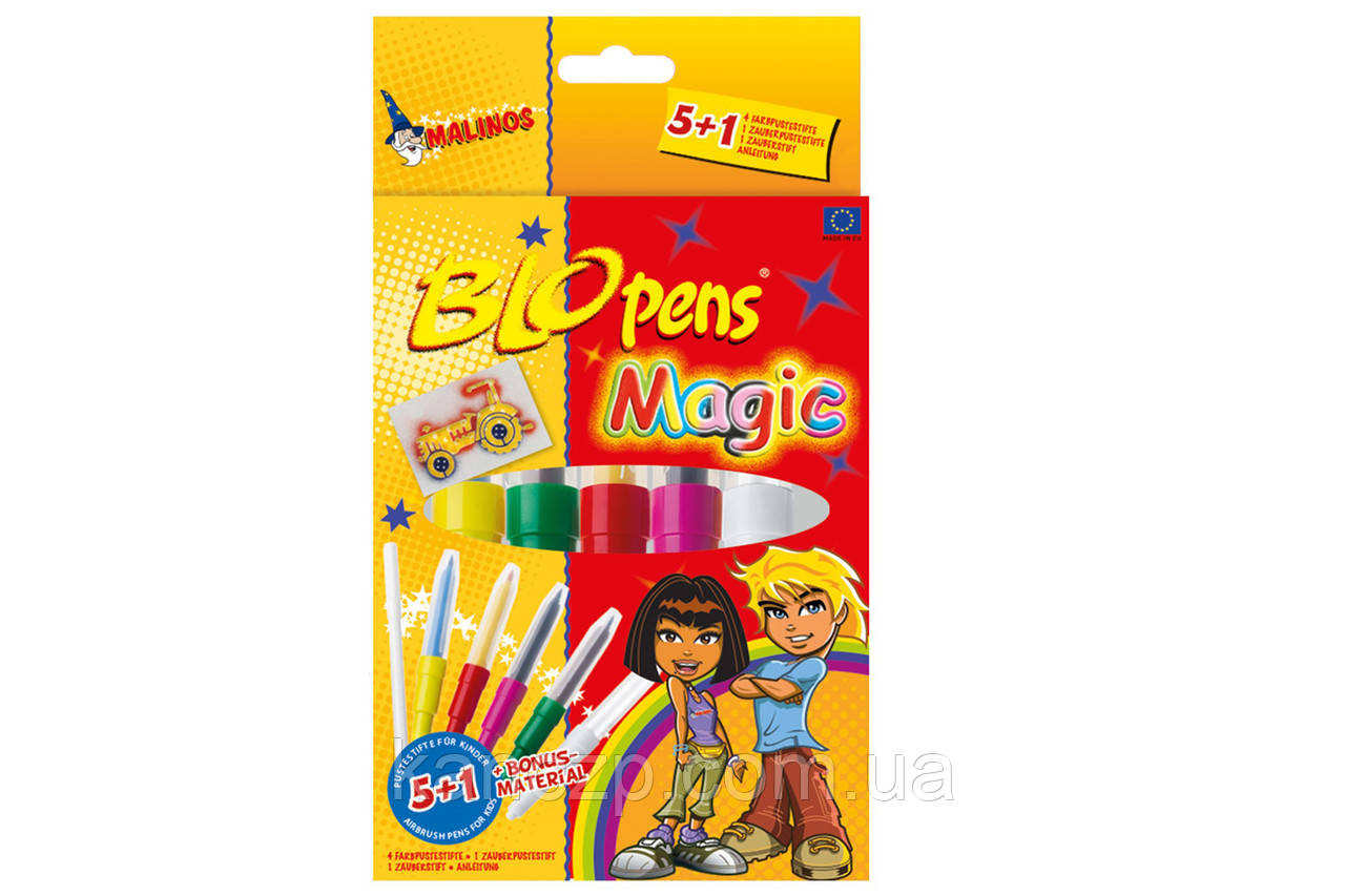 Фломастери-аерографи чарівні MALINOS BLOpens Magic 5 (4+1+1) шт, фото 1