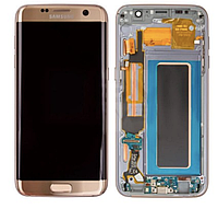Дисплей (экран) для Samsung G935F Galaxy S7 Edge + тачскрин, золотистый, с передней панелью, OLED