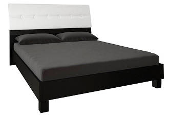 Ліжко двоспальне MiroMark Терра (м'яка спинка) + каркас 180х200 чорний/білий глянець