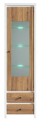 Сервант BRW Христина REG1W2S 56х200,5х40,5 білий\модрина золота
