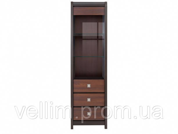 Сервант BRW Лорен (підсвічування) 1W2SL 57х198,5х40,5 венге /акація бронз