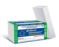 Пінопласт Євробуд EPS 150 ПСБ-С-35/Добрий  ПСБ-С-35 / кПа 150/23,5Кг/м3 (Товщ/листа 20-30-40-50-80-100)