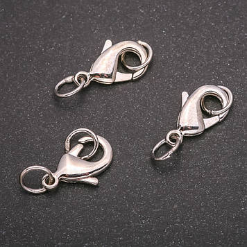 Фурнітура застібка Карабін 11х19мм сріблястий метал