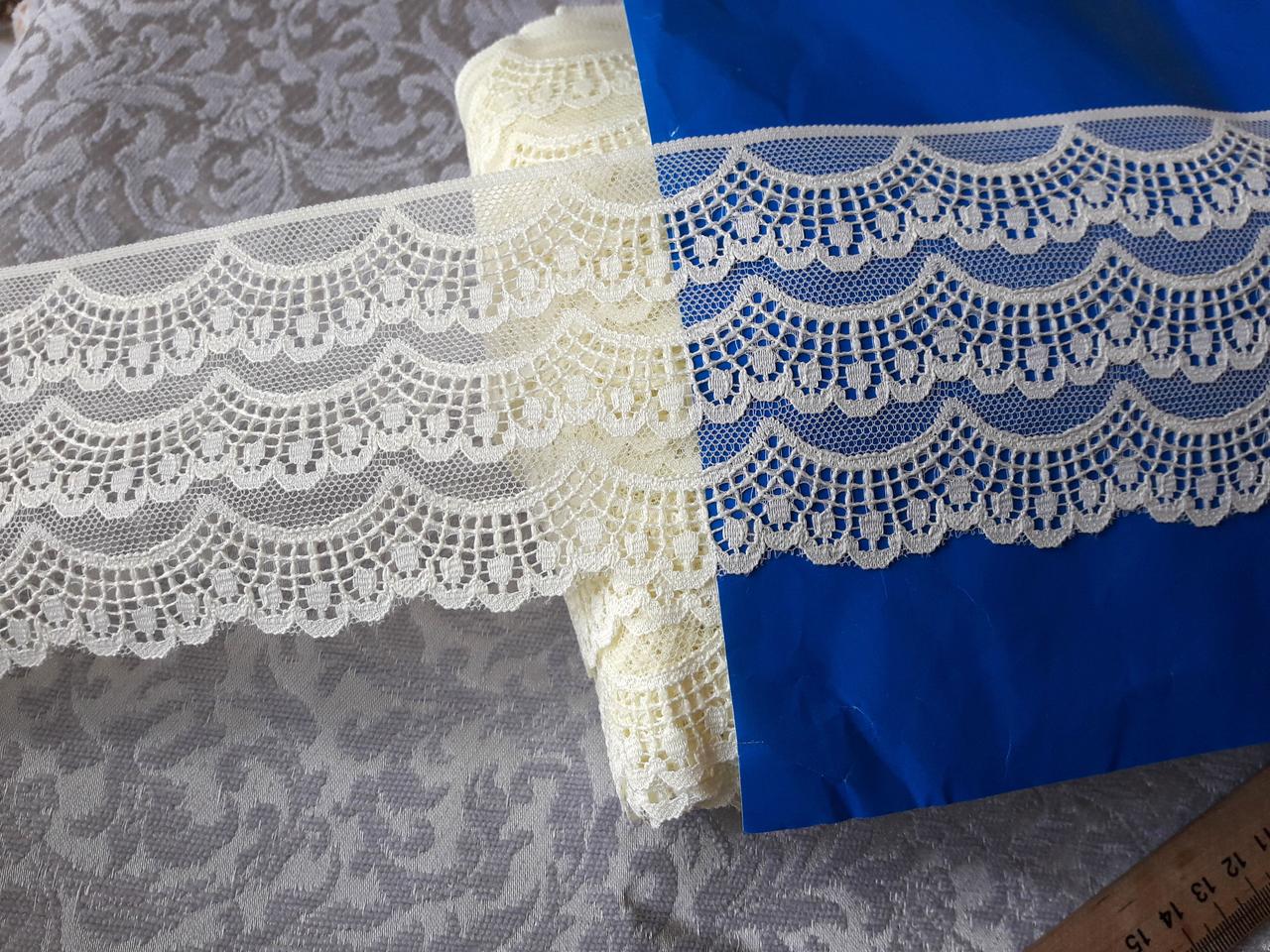 Мереживо гіпюр гіпюрове на метраж Ванільне ( з лимонним відтінком). 8см. Тайвань Ціна за 1 метр