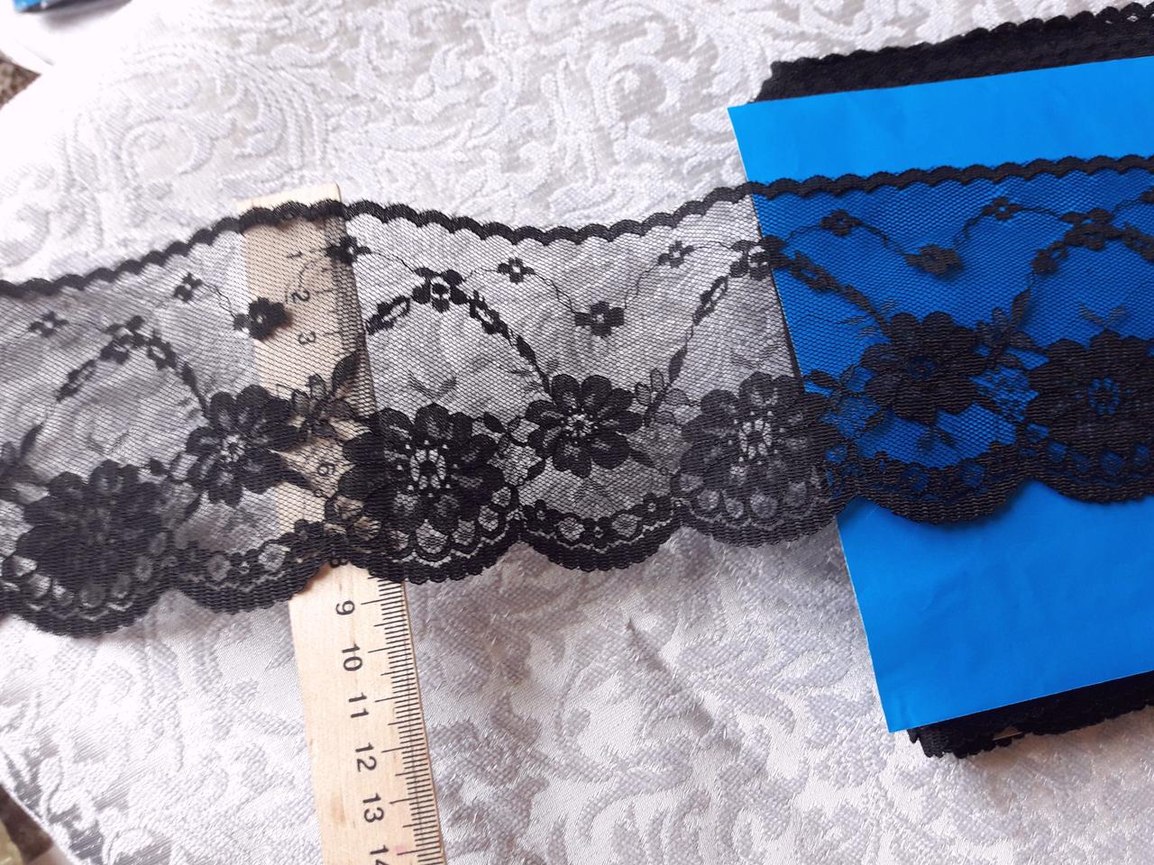 Мереживо гіпюр гіпюрове на метраж . Чорне, 9см. Тайвань. Ціна за 1 метр