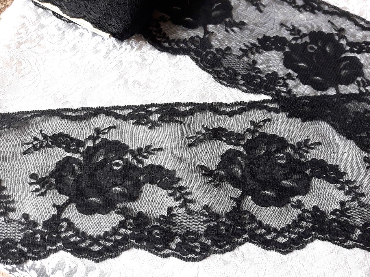 Мереживо гіпюр гіпюрове на метраж  . Чорне, 13см. Тайвань. Ціна за 1 метр
