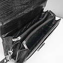 Шкіряна чоловіча сумка барсетка Desisan 1081-19 коричнева класична з натуральної шкіри під крокодила, фото 2