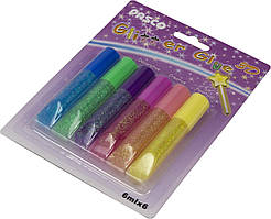 Клей з блискітками "Pasco" №594 F003-1(3D) 6мл 6кольор.(1)(24)(288)