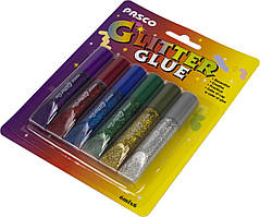 Клей з блискітками "Pasco" №F-001-4(4236) 6мл 6кольор.(1)(24)(288)