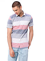 Біла чоловіча сорочка LC Waikiki/ЛС Вайки з коротким рукавом, у червону та синю смужку