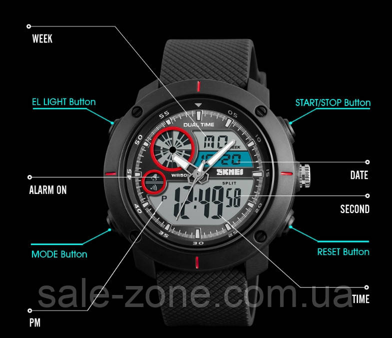 Мужские наручные часы Skmei 1361 Черные - фото 5 - id-p728117270