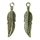 Підвіска Кулон Листочок Пір'їнка 29*7*2 мм, Вушко 2 мм, Метал, Колір Срібло, Фурнітура для Біжутерії, фото 3