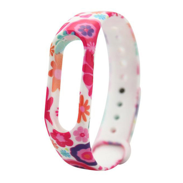 Браслет для Xiaomi Mi Band 2 White/Pink/Blue Flowers